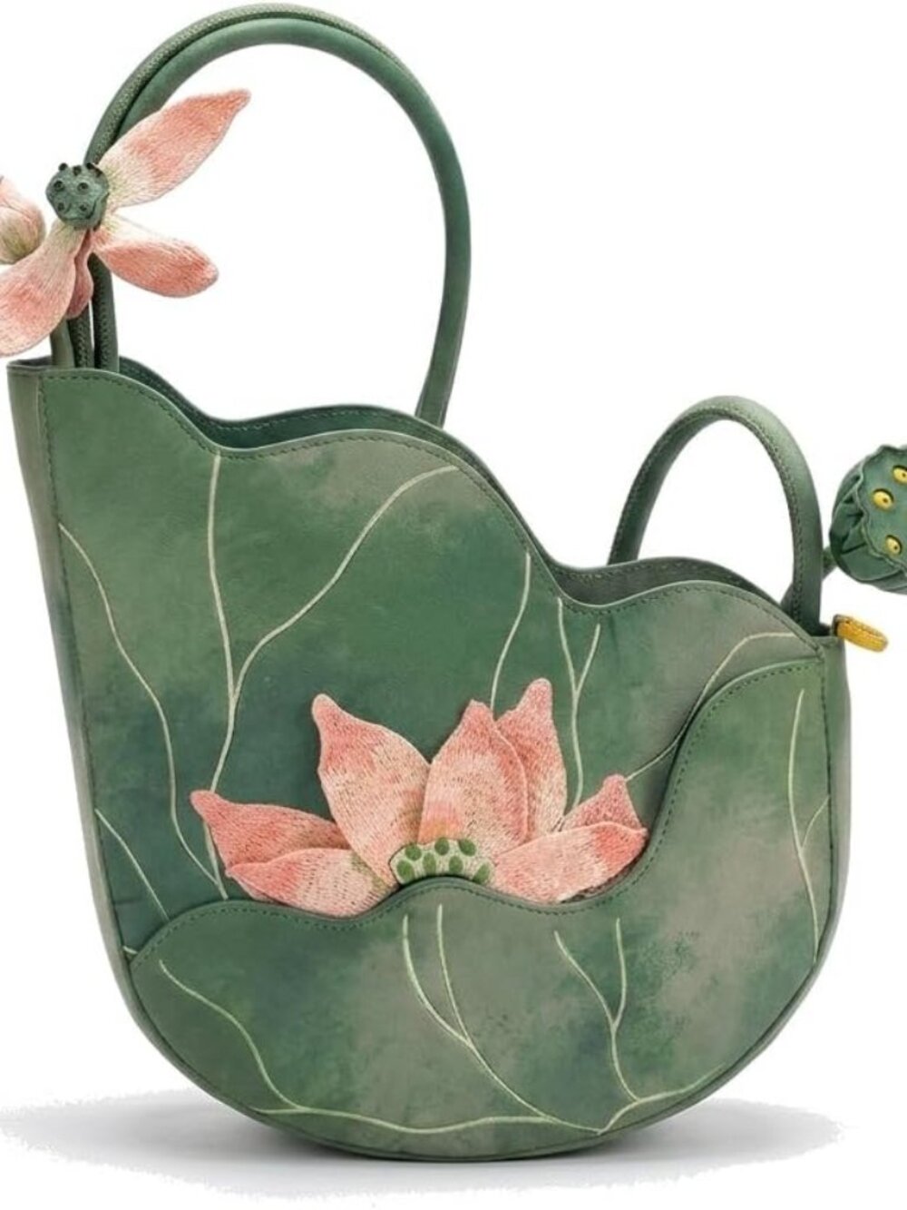 Embroidered Lotus Bag Chinese Style Crossbody Shoulder Purse for Women Elegant V
